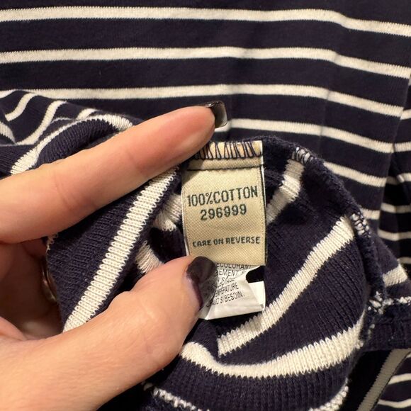 LL Bean Striped Quarter Zip Pullover Womens S Coastal Fisherman Nautical Preppy - Picture 4 of 6